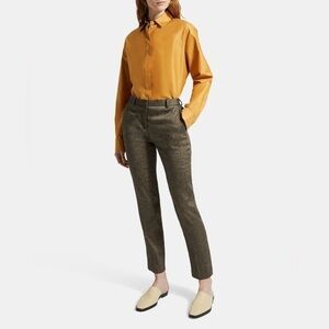 THEORY  Treeca Tailored Trouser Textured Linen in Beige Clay